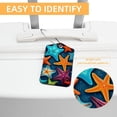 thumbnail image 3 of Square PU Leather 2 Pack Travel Tag - Bag Tag - Suitcase Tag with Privacy Cover and Stainless Steel Ring - Suitable for Travel, Backpack, and Handbag Starfish, 3 of 7