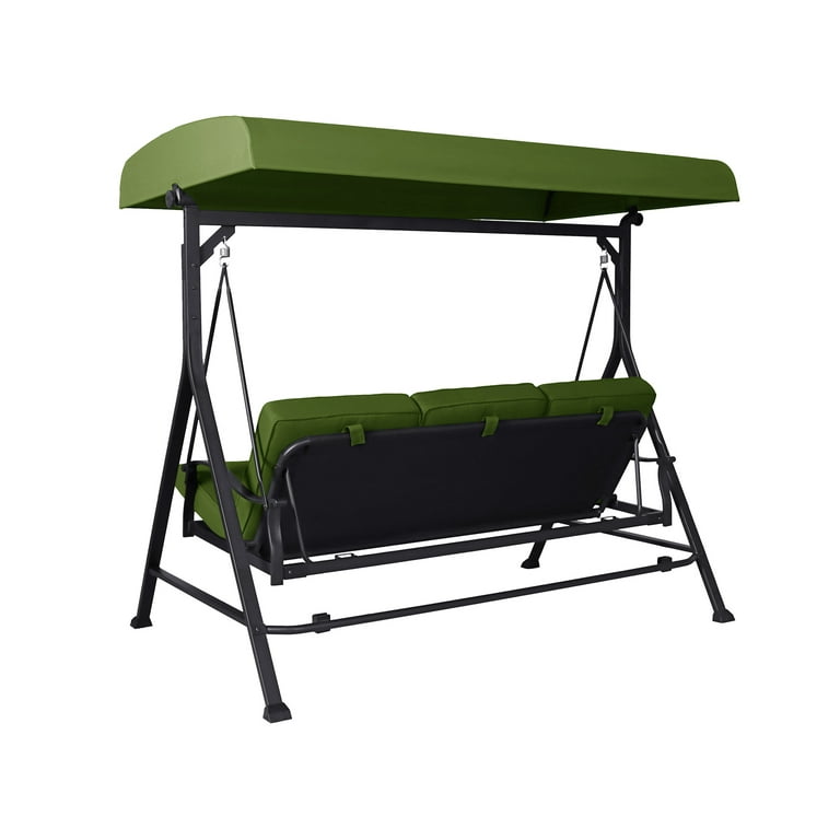 Mainstays Belden Park 3 Person Steel Daybed Porch Swing Green