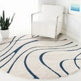 thumbnail image 3 of SAFAVIEH Florida Tamzen Abstract Shag Area Rug, Cream/Blue, 9' x 9' Round, 3 of 9