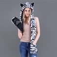 thumbnail image 3 of Aoochasliy Winter Scarves for Women Clearance Male Female Faux Animal Hood Cap Mittens Ears Cartoon Hat Gloves Scarf Pocket, 3 of 6