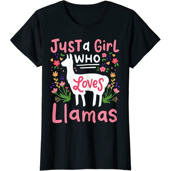 Llama Just a Girl Who Loves Llamas Llama Lover Gift T-Shirt Women Tops