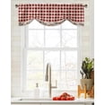 thumbnail image 3 of Country Star Berry Retro Red Plaid Window Curtain Kitchen Cabinet Coffee Tie-Up Valance Curtain Rod Pocket Short Curtain, 3 of 6