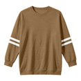 thumbnail image 4 of KHONTS Women's Striped Oversized Sweatshirt Crewneck Pullover Tops Basic Drop Shoulder Retro Sporty Fashion Fall Outfits for Casual Daily Khaki M, 4 of 4