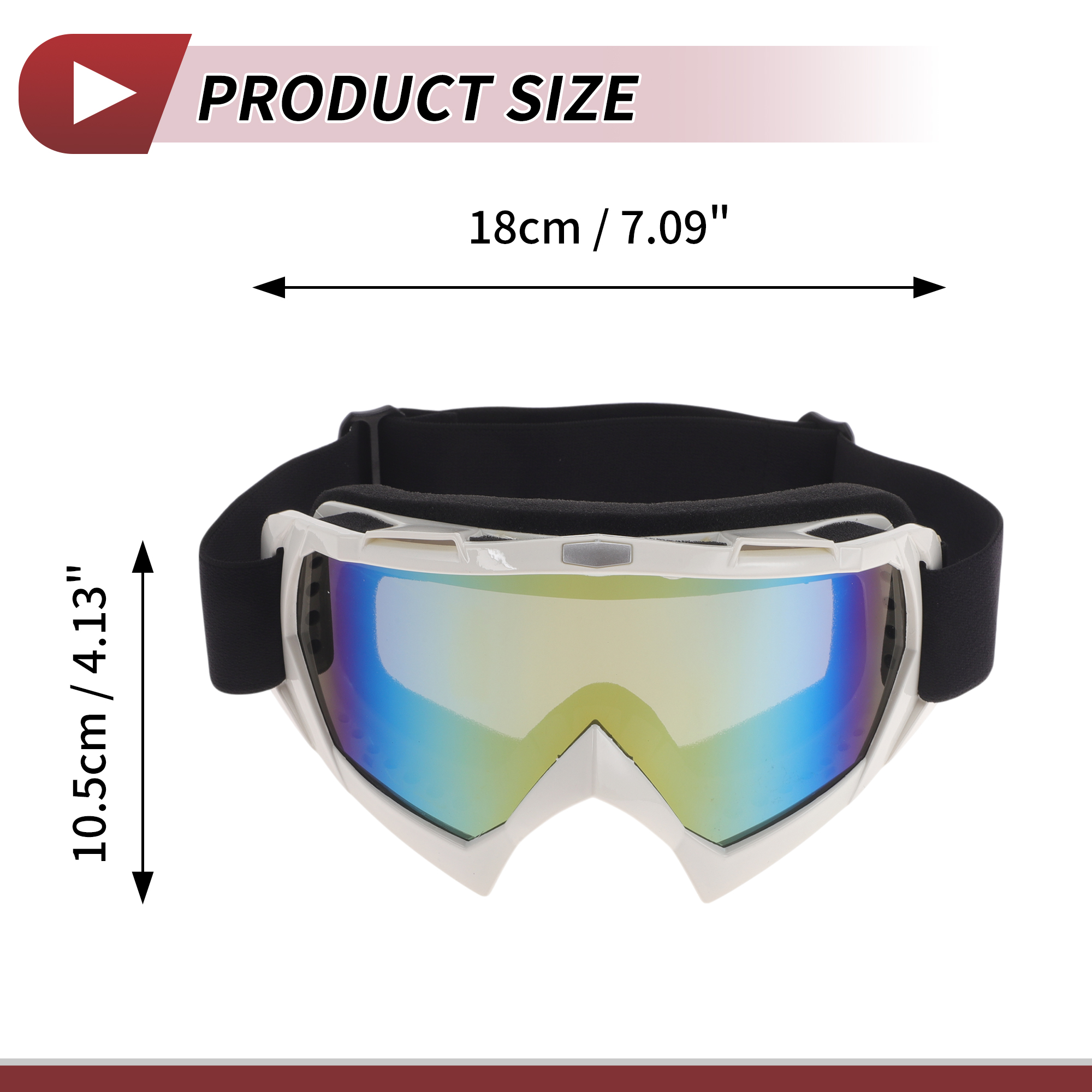 Unique Bargains Motorcycle Riding Goggles PC TPU Cycling Sunglasses Colorful Lens White Frame