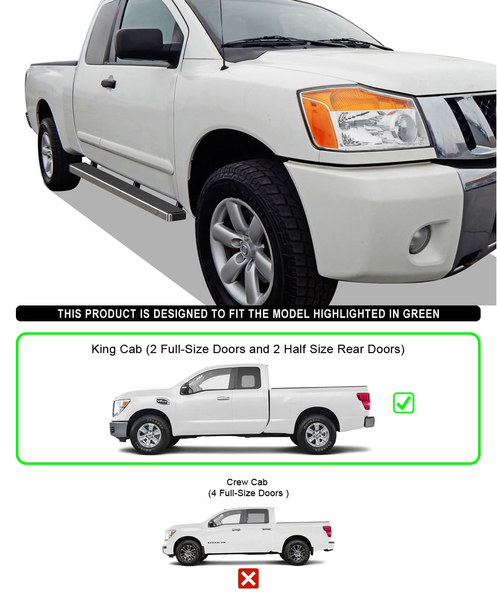 APS Running Boards 5 inches Compatible with Nissan Titan 2004-2025 King Cab (Exclude 2016 Models) & Titan XD 17-19 (Nerf Bars Side Steps Side Bars)