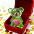 thumbnail image 5 of Valentines Day Decorations Cute Bear Figurine with Heart Mini Resin Desk Decor, Bookshelf & Room Decor, Transparent Animal Figure for Home Office, Valentine's Gift for Friends, Kids (Green), 5 of 5