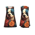 thumbnail image 7 of Pofeuu Vintage Colorful Flower French Bulldog Print Women's Sleeveless Dress, Loose Fit Summer Dress, Casual Tank Dress for Women, 7 of 7
