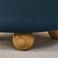 thumbnail image 6 of Hassch Upholstered Round Storage Footrest | Flannel Tufted Ottoman with Wood Legs & Lift Off Lid | Decorative Home Furniture Accent Side Table | 18.5"Dia, Dark Blue, 6 of 9