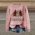 thumbnail image 2 of Women's Sweater Christmas Leopard Print Xmas Tree Long Sleeve Crew Neck Loose Fit Knitted Jumper Top, 2 of 2