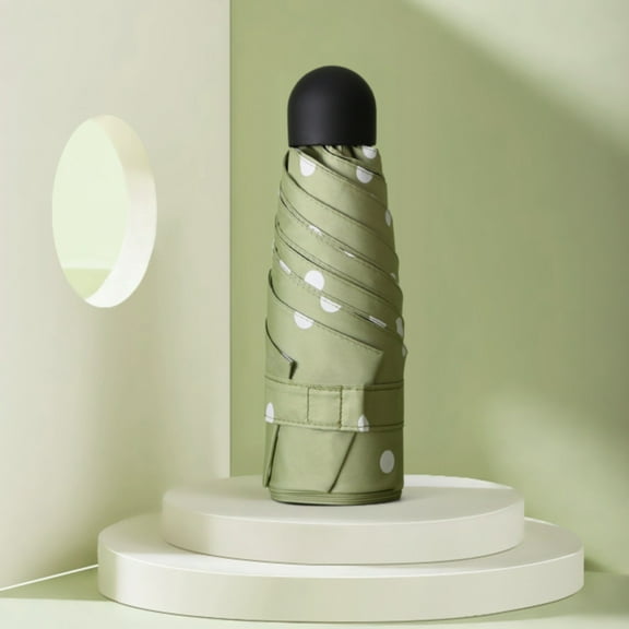 LHWEN Ultra Light Travel Pocket Umbrella Windproof Polka Dot Design Compact Sun and Rain Umbrella for Women UPF 50 Small Foldable Umbrella for Business and Daily Use Perfect Gift for Travel