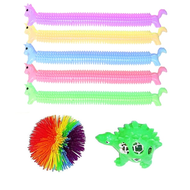 7 Pack Stretchy String Fidget Sensory Toys Stress Ball Squishy Ball Squeeze Ball Monkey String 