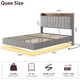 thumbnail image 4 of Moderno gris queen floating marco de cama con LED lights y usb charging - forrado platform con cabecero, no box spring, fácil montaje, 4 of 7