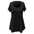 thumbnail image 4 of Daznico Women's Square Neck Short Sleeve Peplum Top with Crisscross Front Casual Blouse,S, 4 of 5