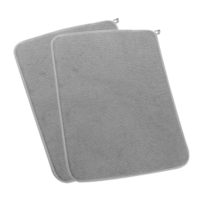 2 piezas de tapete para secar platos, tapetes absorbentes de microfibra para escurrir platos, para encimera de cocina, tamaño grande, 14,96'' x 19,69'', tapete para secar platos, gris