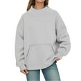 thumbnail image 3 of Bibifish Womens Hoodies Neck Drop Shoulder Pocket Sweatshirts Lined Oversized Long Sleeve Pullover Soft Brushed Thermal Inner Wear, 3 of 6