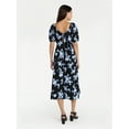 thumbnail image 4 of Time and Tru Women's and Women's Plus Cotton Back Tie Midi Dress with Short Puff Sleeves, Sizes XS-4X, 4 of 4