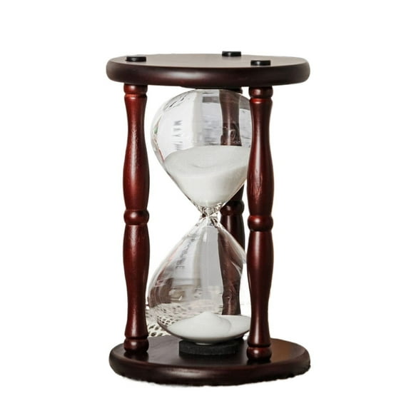 60 Minute Hourglass Timer - Black Wooden Frame Sandglass with White Sand for Home Decor and Gifts