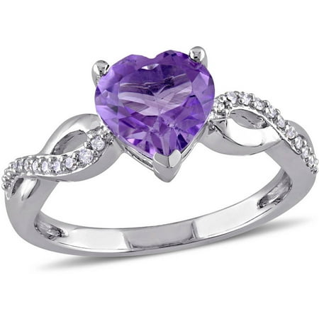 Tangelo 1-1/2 Carat T.G.W. Amethyst and Diamond-Accent 10kt White Gold Infinity Heart Ring