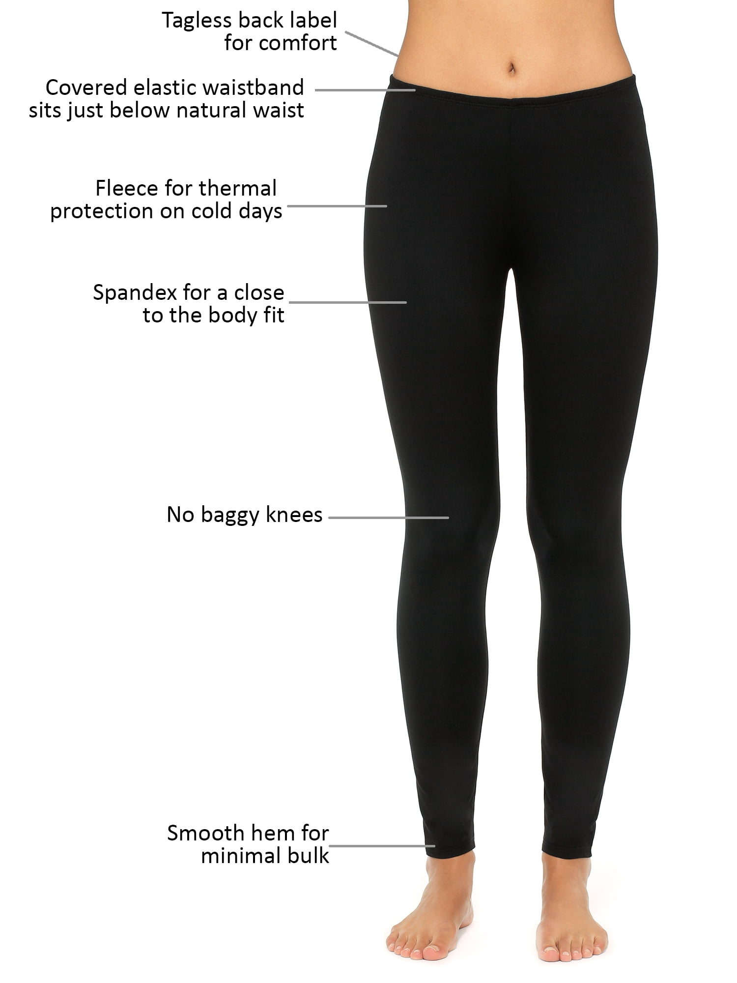 ClimateRight by Cuddl Duds Stretch Fleece Women's Natural Rise Base Layer Legging, Sizes XS to 4X