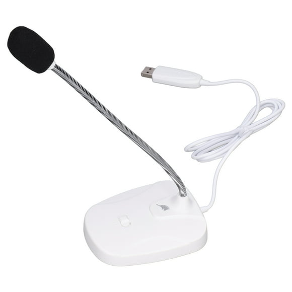 3.5mm Microphone USB Driver Free USB2.0 Connection Stable Sound Pickup 110db S/N Computer SuppliesWhite