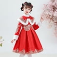 thumbnail image 2 of Generic Toddler Kids Baby Girls Children Fairy Hanfu Dresses For Chinese Calendar New Year Quilted Lined Warm Princess Dresses Embroidery Tang Suit Performance, 2 of 7