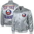 thumbnail image 4 of Men's G-III Sports by Carl Banks Gray New York Islanders Adaptive Bold Logo Satin Full-Snap Varsity Jacket, 4 of 5