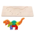 thumbnail image 3 of Rompecabezas de madera para niños, rompecabezas de dinosaurios, preescolar, aprendizaje de la motricidad fina, 3D tirano-saurio Rex, 3 of 9