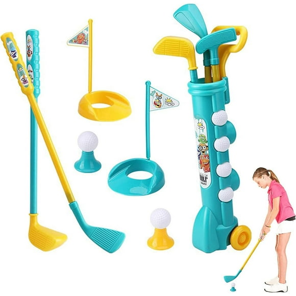 2 Pcs Toddler Golf Set - Lovable Toddler Golf Clubs Set | Colorful Toddler Golf Clubs Set With Balls, Tees, Ball Holes & Storage Case, Kid Golf Clubs