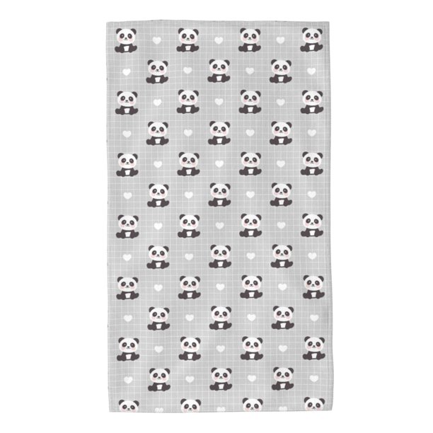 Balery Panda Bear Toalla de Microfibra Premium con Estampado – 27.5x16 pulgadas, Alta Absorción, Suave y Aterciopelada, Secado Rápido