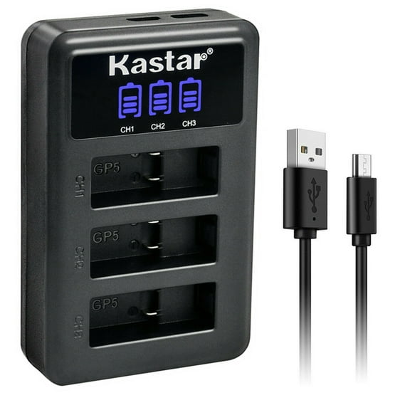 Kastar LCD Triple USB Battery Charger Compatible with GoPro HERO8 HERO 8, AHDBT-801, AHBBP-801, AHDBT-501, AHBBP-501, AABAT-001, SPJB1B, HERO, 601-27537-000, 601-10197-000, HERO 2018 Camera