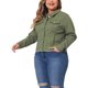 thumbnail image 4 of Chaquetas de mezclilla de mujer de tallas grandes Agnes Orinda, de manga larga, con bolsillos, 4X, verde, 4 of 7