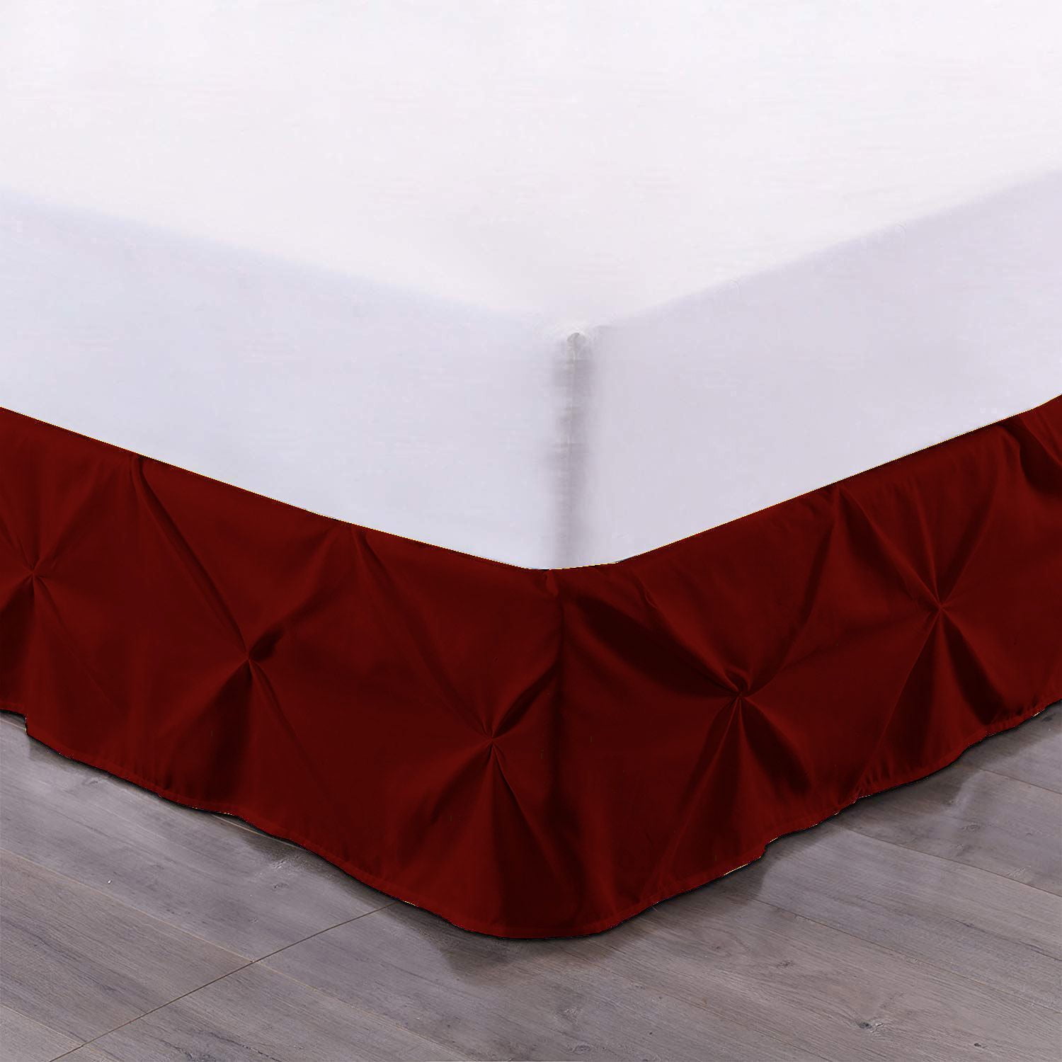 D.N.G. BEDDINGS 1 Piece Pinch Pleated Bed Skirt, 10 Inch Deep Pocket, 800 Thread Cotton 100% Egyptian Cotton, Olympic Queen Size (66" x 80") Inch, Solid Burgundy
