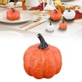 thumbnail image 3 of Clearance Under $5 | Realistic Artificial Pumpkin for Fall Table Centerpiece and Halloween Decor, Faux Pumpkin for DIY Crafts, Small Orange (3-Pack), 3 of 5