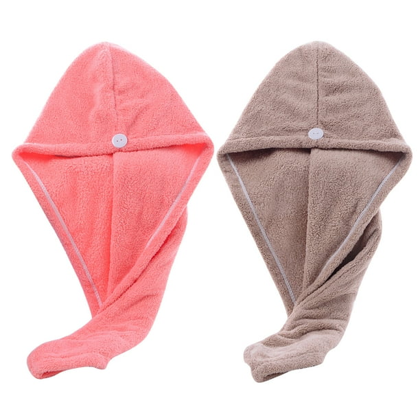 Paquete de 2 toallas de microfibra para envolver el cabello, turbante de secado rápido, toalla para envolver el cabello suave y súper absorbente
