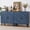 2 Set Blue, variant on LEFHDA Vintage French Style Accent Cabinet with Storage, 30.7" Sideboard Buffet Cabinet with 2 Floral Carved Doors & Distressed Design, Hallway, Dining Room, Antique Walnut 1PC