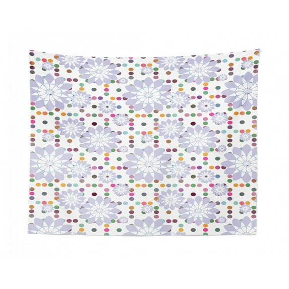 Asian Tapestry, Landscape with Tiled Roof Tree and Birds in Chinese Folkloric Style, Fabric Wall Hanging Decor for Bedroom Living Room Dorm, 2 Sizes, Pale Green and Multicolor, by Ambesonne