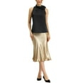 thumbnail image 2 of INSPIRE CHIC Women's Satin Tank Tops Sleeveless Bow Tie Neck Solid Work Blouses S Black, 2 of 7