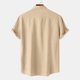 thumbnail image 4 of Men's Casual Solid Color Short Sleeve Single Breasted Lapel Shirt 3XL, 4 of 4