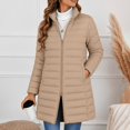 thumbnail image 6 of Enjoytime Quilted Jackets for Women Long Sleeve Zip Up Hooded Puffer Coat Winter Warm Soft Lightweight Stand Collar Long Jacket, 6 of 8