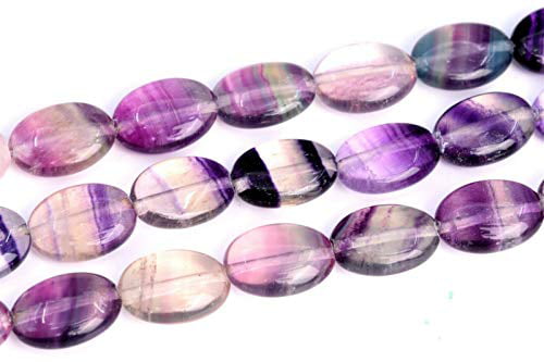 14x10MM Rainbow Fluorite Flat Oval Grade AA Natural Gemstone Loose Beads 7.5"