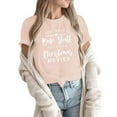 thumbnail image 1 of Débardeurs de Noël pour Femmes à Col Rond Imprimé Manches Courtes T-Shirts Décontractés en Coton, 1 of 5