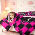 thumbnail image 4 of Manfei Fashion Grid Initial A 7-Piece Twin Bedding,Pearl Print Bedding Comforter Set,Black Pink,Pink Reversible, 4 of 7