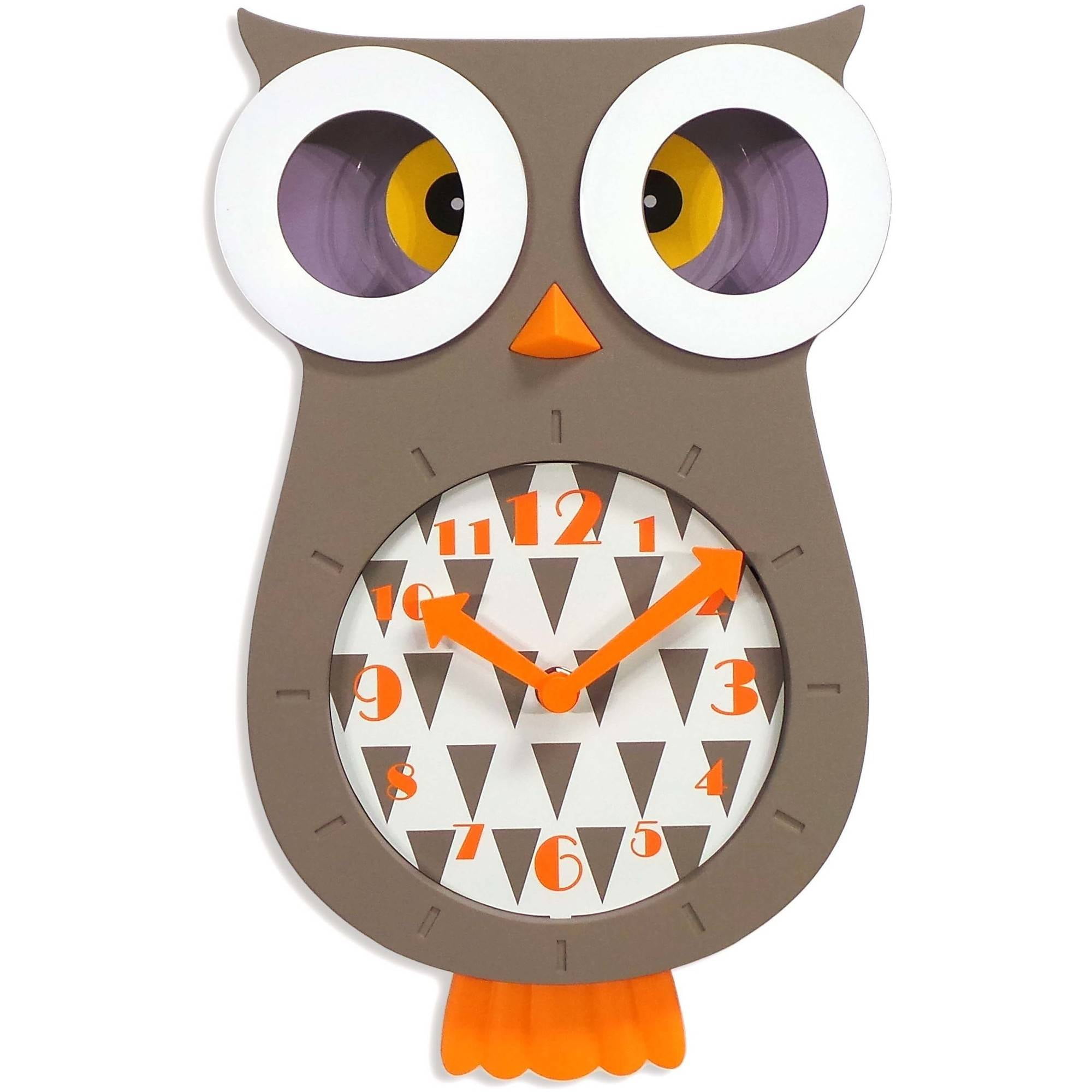Better Homes & Gardens Indoor Owl Shaped Pendulum Analog Wall Clock