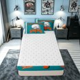 thumbnail image 4 of meiyoeat Football Letter J Zipper Comforter Set with Fitted Sheet and 2 Pillowcases for Boys, Rugby Sport Helmet Zipper Bedding Set, Teal, Reversible, 3-Piece, 4 of 6