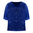 thumbnail image 3 of Womens Sequin Velvet Tops Glitter Sparkly Blouse V Neck Long Sleeve Dressy Shirt Evening Party Holiday Outfits, 3 of 5