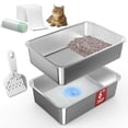 thumbnail image 1 of Caja de arena Suzzipaws de acero inoxidable de 50 x 35 x 15 cm con accesorios, 1 of 1