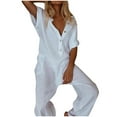thumbnail image 3 of Giftesty Womens Pants Clearance!Women Fshion Pocket Short Sleeve V-Neck Jumpsuits Lady Loose Playsuit Trousers, 3 of 9