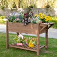 thumbnail image 2 of Outsunny Raised Garden Bed 8 Grids Brown Wood with Storage Shelf, 2 of 10
