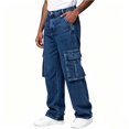 thumbnail image 7 of GrmtClth Men's Baggy Jeans Elastic Waist Jean Pants with Drawstring Relaxed Fit for Casual Daily Wear Cargo Pants with Pockets 2XL, 7 of 7