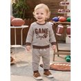thumbnail image 3 of Loicainy Baby Toddler Boys Football Outfits 6 12 18 24 Months 2T 3T 4T Long Sleeve Round Neck Striped Tops and Pants Fall Clothes Set, 3 of 9